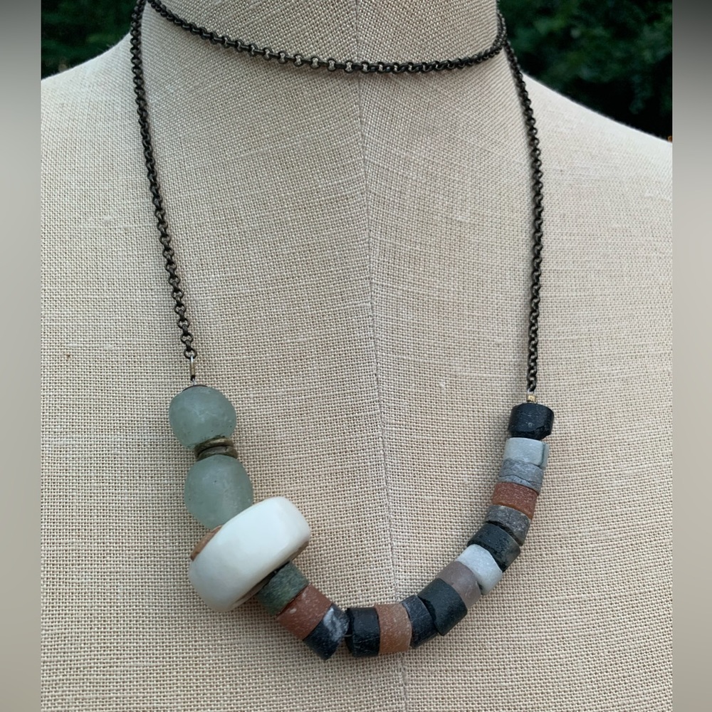 Artisan Stone/Bone/Glass Necklace - Picture 9 of 10